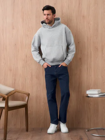 Herren Slim Fit Straight Leg Jeans Denim Stretch Washed Knöchellang Dunkelblau Casual Baumwolle Hose Für Frühling Herbst
