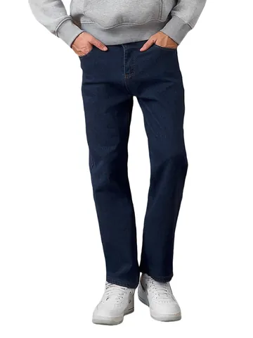 Herren Slim Fit Straight Leg Jeans Denim Stretch Washed Knöchellang Dunkelblau Casual Baumwolle Hose Für Frühling Herbst