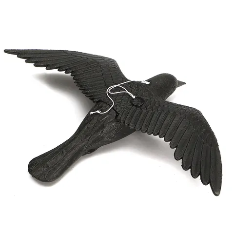 Realistic Black Spread Wing Crow Garden Decoration Polyethylene Plastic Fake Bird Hunting Decoy Ornament Magpie Model For Outdoor Halloween