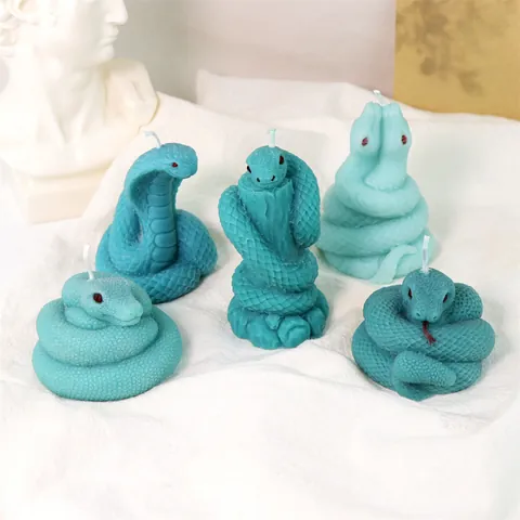 3D Snake Silicone Mold Cobra King Snake Shape DIY Scented Candle Gypsum Ornament Resin Casting Mold For Handmade Art Decor