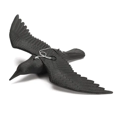 Realistic Black Spread Wing Crow Garden Decoration Polyethylene Plastic Fake Bird Hunting Decoy Ornament Magpie Model For Outdoor Halloween