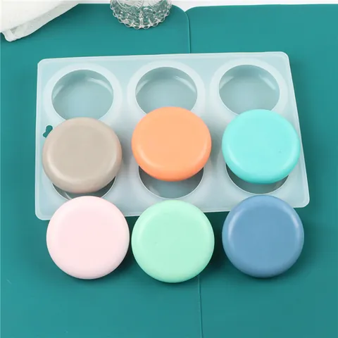 6-Cavity Round Silicone Soap Mold DIY Handmade Soap Cake Mold Easy Release Mirror Surface Silicone Mold For Baking Soap Making