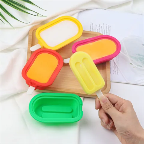 Silikon Eiscreme Eis am Stiel Form Mit Deckel Und Wiederverwendbarem Stab Sommer DIY Hausgemachte Eiswürfelform