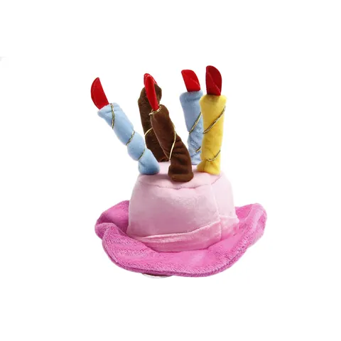 Cute Plush Pet Birthday Cake Hat With Colorful Candles And Embroidery For Small Dogs And Cats Party Dress Up Costume
