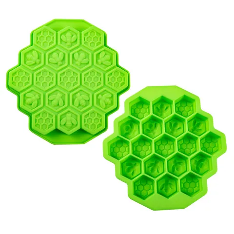 Stampo Per Ghiaccio In Silicone A Nido D'Ape A 19 Cavità Con Motivo A Rilievo Di Api Vassoio Per Ghiaccio Flessibile Riutilizzabile Per Cocktail