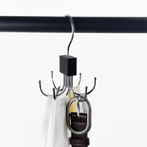 Rotatable Multi-Claw Hook Solid Wood Stainless Steel Belt Tie Bag Organizer Space Saving Closet Storage Hanger For Home Wardrobe Accessory