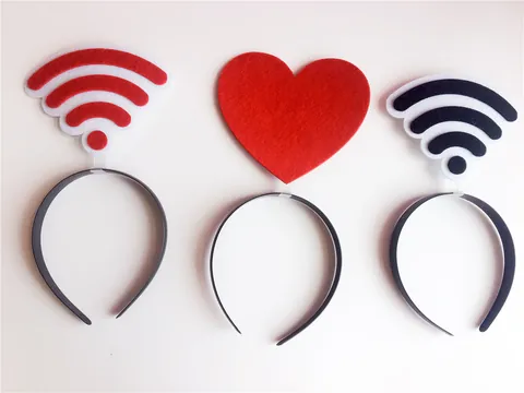 Funny Emoji Symbol Headband Red Heart WiFi Question Mark Felt Hairband For Live Streaming Selfie Party Props Unisex Headwear