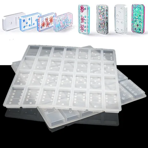 Silicone Domino Mold Mirror Crystal Epoxy Resin Mold For DIY Domino Set Board Game Handmade Craft Cake Fondant Mold
