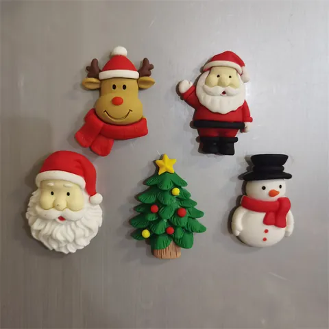 Aimants de Réfrigérateur de Noël Renne Père Noël Résine 3D Aimants pour Cuisine Maison Décoration de Vacances Cadeau