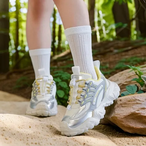 Scarpe Daddy da Donna in Pelle di Vacchetta Ugly Cute Outdoor Escursionismo Casual Sport Versatili Suola Spessa Moda Sneakers Chunky