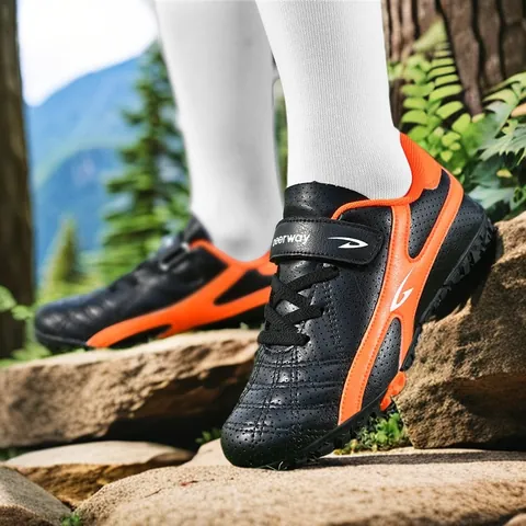 Chaussures de Football de Sport en Plein Air pour Enfants Garçons Respirantes Cuir Synthétique Crampons TF Professionnels