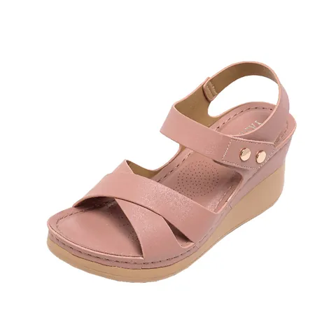 Sandales à Talon Compensé pour Femmes Décontracté Été Chaussures à Plateforme Confortable Microfibre Boucle en Métal Bohème
