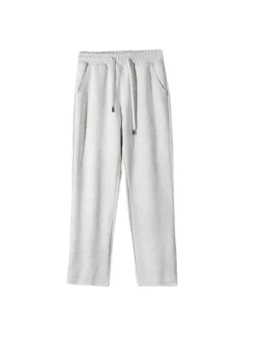 Men's 100% Cotton Sweatpants Casual Loose Fit Straight Leg Joggers Solid Color Elastic Waist Drawstring Long Pants