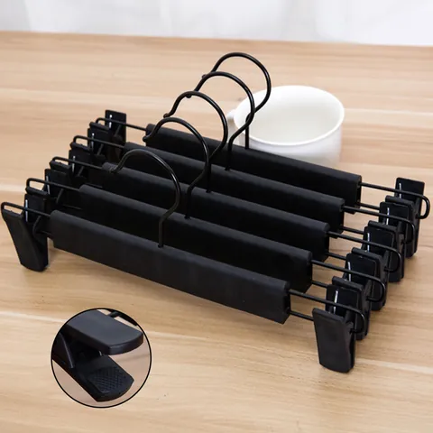 Cintres à Pantalons Antidérapants Mats Avec Pinces Réglables Cintres en Plastique Sans Trace pour Jupes Robes Rangement Armoire
