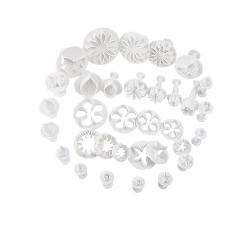 Floral Butterfly Heart Pattern Fondant Cake Molds White Plastic Cookie Cutters DIY Baking Tools Kit Collection