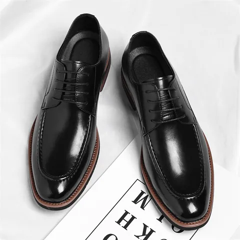 Scarpe Classiche da Uomo in Pelle Grandi Dimensioni Stile Britannico Derby Scarpe Sfumate Brunito Matrimonio Scarpe Stringate Traspirante Suola in Gomma