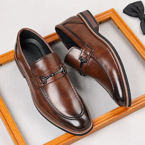 Scarpe Classiche da Uomo Business Casual in Cuoio Riciclato Mocassini con Morsetto Scarpe da Matrimonio Derby Suola in Gomma Traspirante