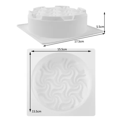 Spiral Flower Water Ripple Mousse Cake Silicone Mold DIY French Dessert Baking Tool Modern Minimalist White Round Cake Pan