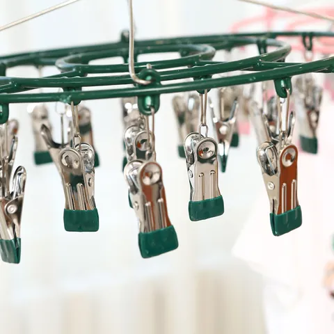 Stainless Steel Sock Drying Rack Multi Clip Windproof Laundry Hanger For Underwear Socks Baby Clothes Modern Home Storage