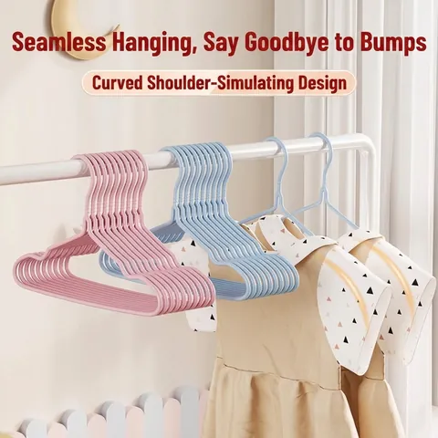 Cintres pour Enfants Antidérapants Revêtus de PVC pour Bébés Nourrissons Nouveau-Nés Design à Rainures Sans Trace Cintre de Garde-Robe
