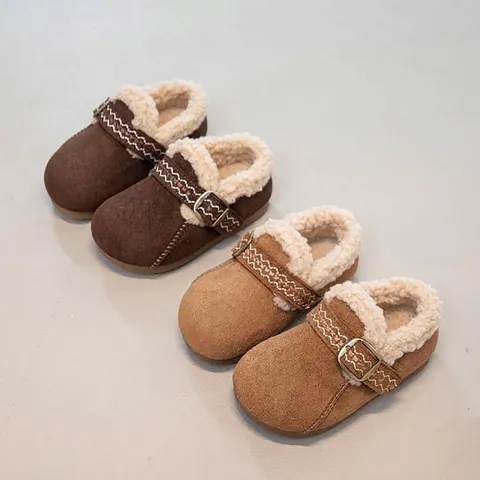 Παιδικά Βίντατζ Σαμπό στυλ Birkenstock με Επένδυση Fleece Χειμερινά Ζεστά Σουέτ Μάλλινα με Ρυθμιζόμενη Μεταλλική Πόρπη