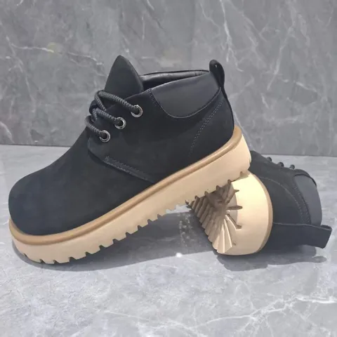 Bottes de Travail en Cuir Véritable Vintage pour Hommes Tige Moyenne Bottes Martin Imperméables Antidérapantes