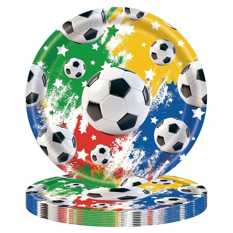 Vaisselle Jetable de Fête sur le Thème de la Coupe du Monde de Football Assiettes en Papier Gobelets Serviettes Graffiti