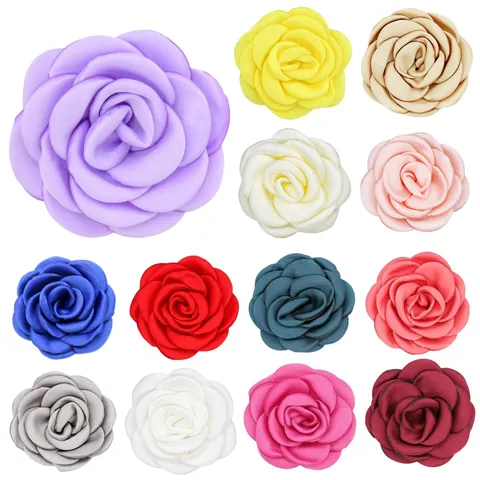 Handgefertigte 6cm Stoff Kamelie Rose Blume Für Bekleidungszubehör Brosche Haarklammer Schuh Blume DIY Dekoration 23 Farben