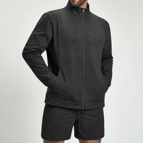 Men's Stand Collar Athletic Jacket Full Zip Cationic Fabric Breathable Slim Fit Sports Top For Fitness Yoga Hiking Outdoor