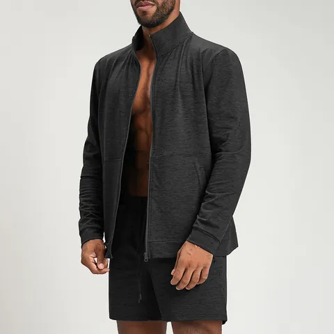 Men's Stand Collar Athletic Jacket Full Zip Cationic Fabric Breathable Slim Fit Sports Top For Fitness Yoga Hiking Outdoor