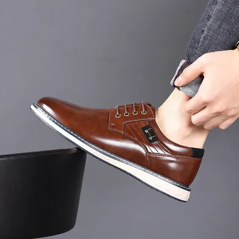 Zapatos Casuales con Cordones para Hombre Tallas Grandes PU Artificial Transpirable Suela de Goma Moda Estilo Coreano