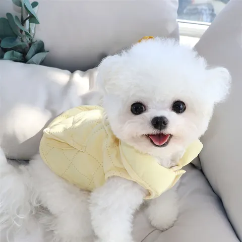 Pet Dog Winter Warm Quilted Cotton Vest With Harness D-Ring Diamond Pattern Jacket Coat For Small Dogs Puppy Apparel
