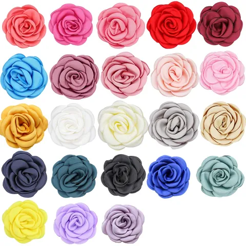 Handgefertigte 6cm Stoff Kamelie Rose Blume Für Bekleidungszubehör Brosche Haarklammer Schuh Blume DIY Dekoration 23 Farben