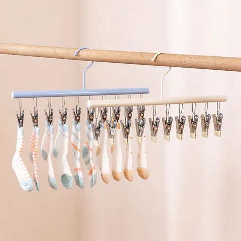 Stainless Steel Drying Rack With Multi-functional Clips Portable Laundry Hanger For Socks Underwear Baby Clothes Home Organization Balcony Dryer