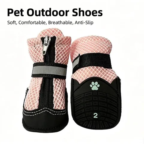 Breathable Mesh Dog Shoes Reflective Anti-Slip Rubber Sole Outdoor Pet Boots For Small Dogs Teddy Bichon
