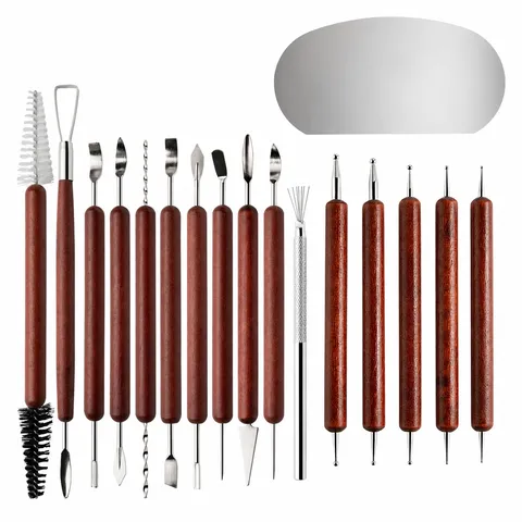 Wooden Handle Pottery Clay Sculpting Tools Set DIY Handcraft Modeling Carving Cutters Art Supplies