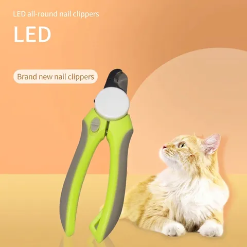 Professional LED Pet Nail Clipper with Light to Illuminate Bloodlines for Dogs and Cats Stainless Steel Grooming Trimmer Tool