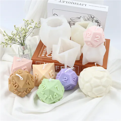 Polyhedral Dice Silicone Candle Mold DIY Resin Casting Mold Geometric Shape Gypsum Soap Cake Baking Mold Handmade Craft Tools