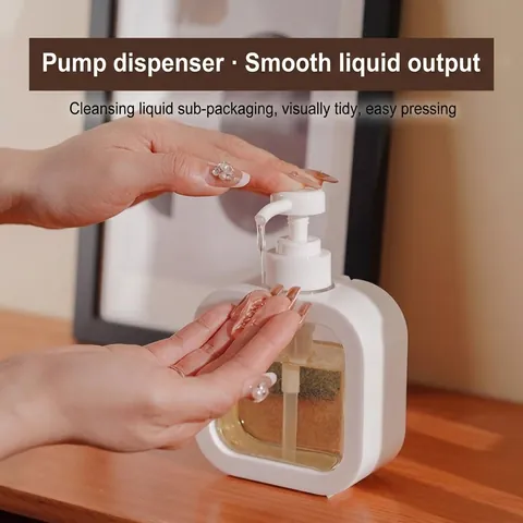 Modern Minimalist Refillable Pump Bottle For Shampoo Shower Gel Detergent Transparent Liquid Dispenser Plastic Storage Bottle