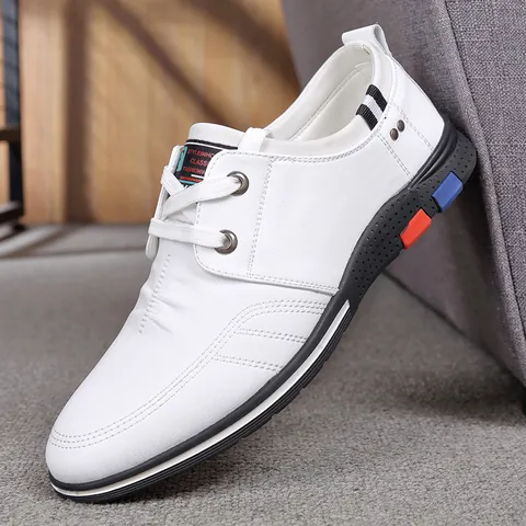 Men Casual Martin Boots Split Leather Business Leisure Round Toe Lace Up Low Top Stitching Breathable Non-Slip Shoes