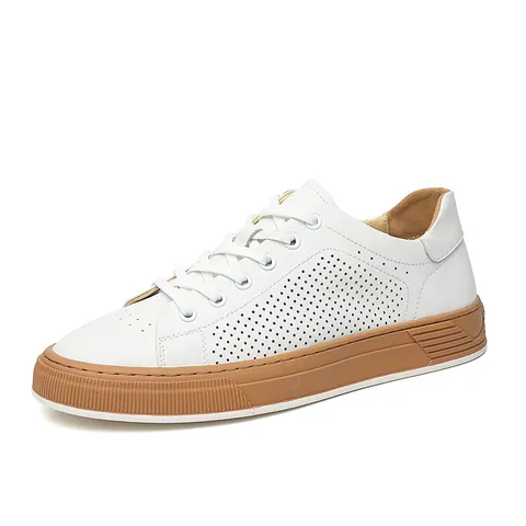 Men Casual Martin Boots Split Leather Business Leisure Round Toe Lace Up Low Top Stitching Breathable Non-Slip Shoes