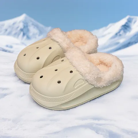 Children Winter Cotton Slippers Boys Girls Waterproof Fleece Lined Warm Indoor Home Clog Shoes Non-slip EVA Slides