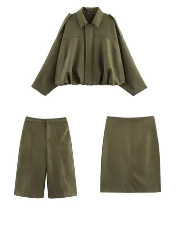 Chaqueta Bomber de Gamuza Sintética para Mujer Color Sólido Suelta Con Cremallera Abrigo Bolsillos Casual Vintage Piloto para Mujer