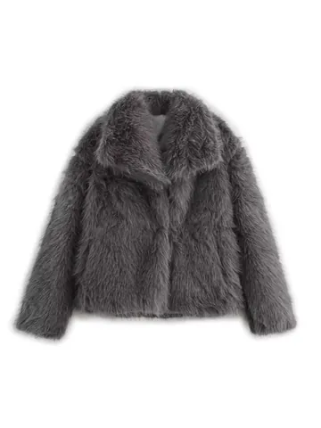 Women's Faux Fur Coat Autumn Winter Fashion Lapel Long Sleeve Plush Jacket Warm Multicolor Streetwear Outerwear