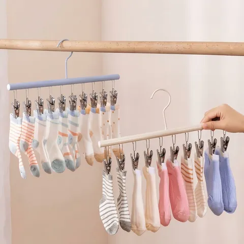 Stainless Steel Drying Rack With Multi-functional Clips Portable Laundry Hanger For Socks Underwear Baby Clothes Home Organization Balcony Dryer