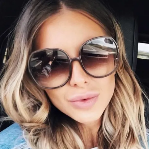 Women Retro Oversized Round Sunglasses UV400 Protection PC Frame Vintage Fashion Sun Glasses For Driving Outdoor Holiday