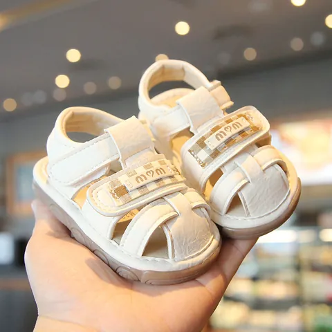Summer Baby Squeaky Walking Sandals For Boys Girls Anti-collision Closed Toe Soft Sole Infant Toddler Casual Sandals