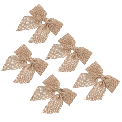 Natural Burlap Jute Bow Handmade DIY Craft Decoration For Christmas Wedding Party Rustic Farmhouse Ornament Gift Wrap Accessory