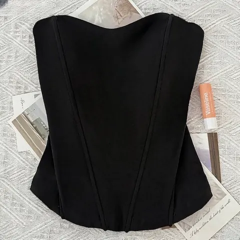 Top Corsetto Donna Elegante Spalle Scoperte Imbottito Cerniera Posteriore Bustier Slim Fit Senza Spalline Party Sexy Top