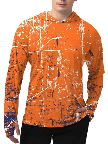 Men Quick Dry Hooded Fishing Shirt Long Sleeve Sun Protection Camouflage Breathable Outdoor Sports Pullover Top